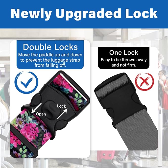 2 Pack Luggage Straps for Suitcases, Adjustable Travel Belt - Image 2