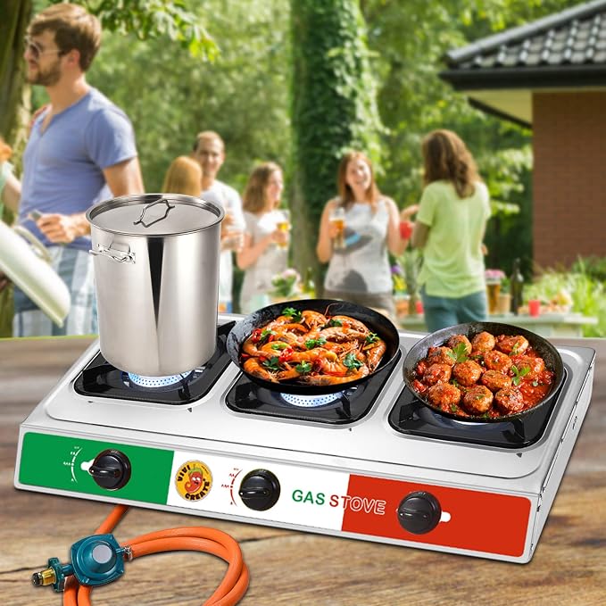 Vivicreate 3 Burner Propane Gas Stove 30000 BTU Stainless Steel Cooktop - Image 3