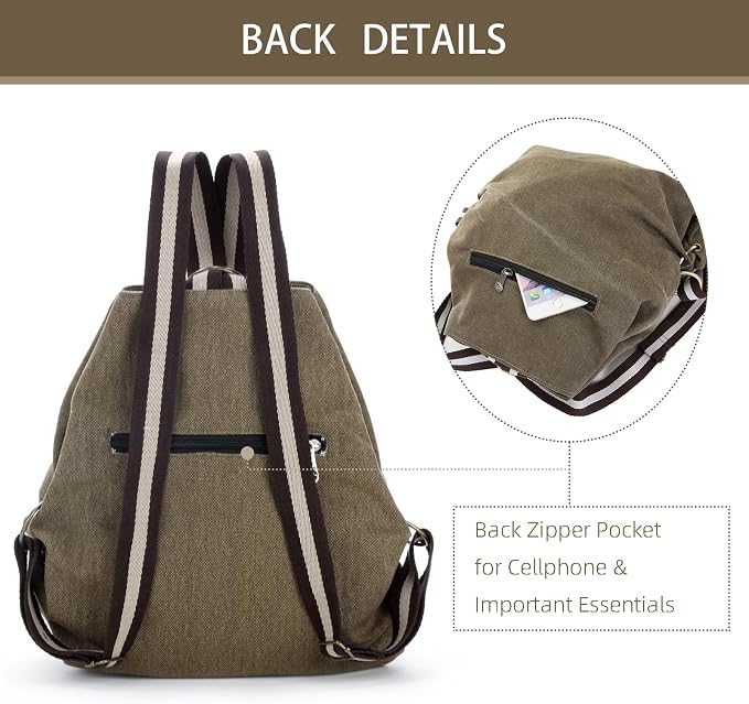Goodhan Women Canvas Backpack Daypack Casual Shoulder Bag, Vintage Heavy-duty - Image 3
