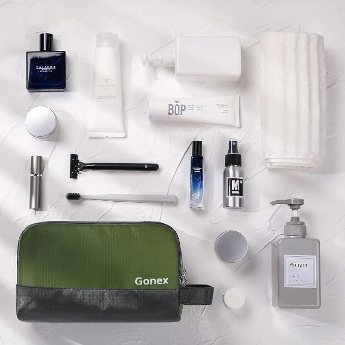 Gonex Travel Toiletry Bag Nylon, Dopp Kit Shaving Bag Toiletry Organizer Olive - Image 6