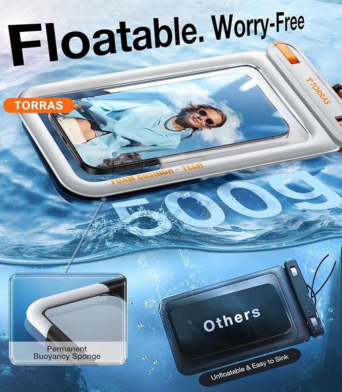 TORRAS IP68 Waterproof Phone Pouch Double Space, Floating Waterproof Phone Case - Image 5