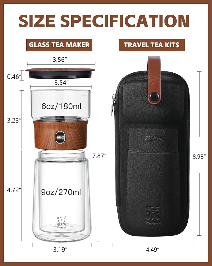 ZENS Modern Glass Infuser Teapot, One Touch Tea Maker - Image 5