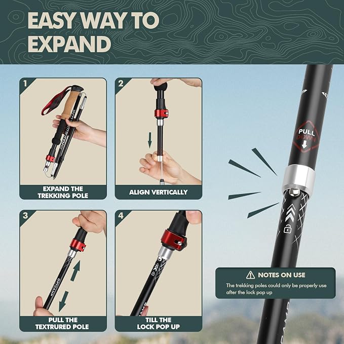 GPTCAMP Nordic Walking Stick, Cork Handle, Lightweight 7075 Aluminum Trekking - Image 5