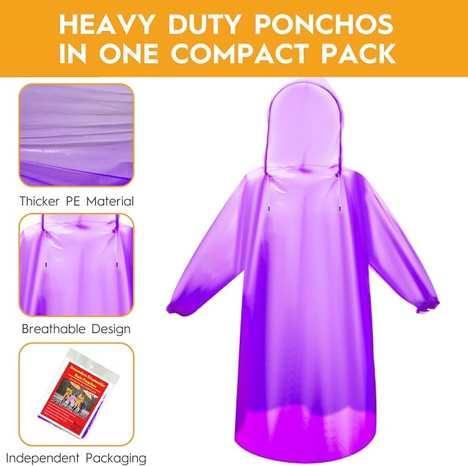 Bruvoalon 6 & 20 Pack Disposable Rain Ponchos - Image 2