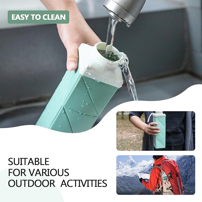 24oz Collapsible Water Bottles, Food grade BPA Free Reusable Foldable Water - Image 6