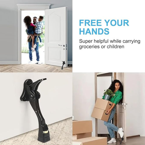 6 Packs Black Door Stops, Heavy Duty Kickdown Door Stopper, One Touch - Image 2