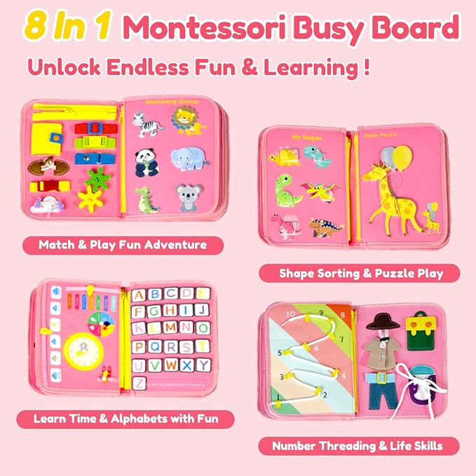 Qizfun Busy Board Book Montessori Toys - Image 3