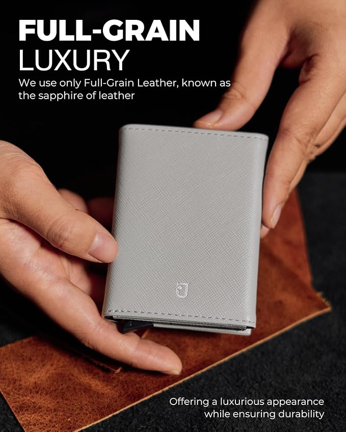 Jenoss Smart Wallet For Men & Women: Full Grain Leather, Handcrafted, Slide - Image 2