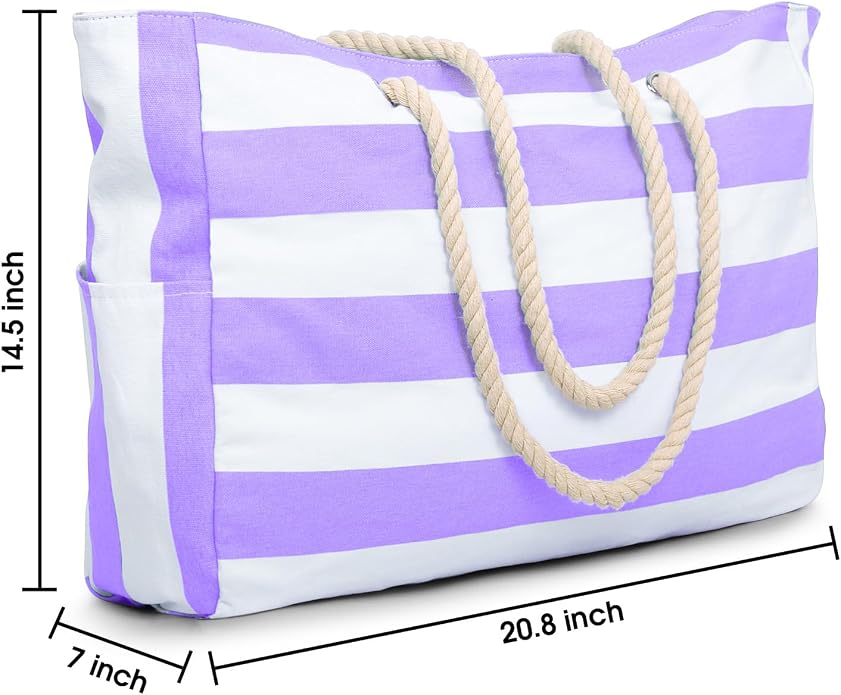 Becokan Beach Bags for Women Large Waterproof Beach Tote Bag Zipper Beach Bags - Image 4