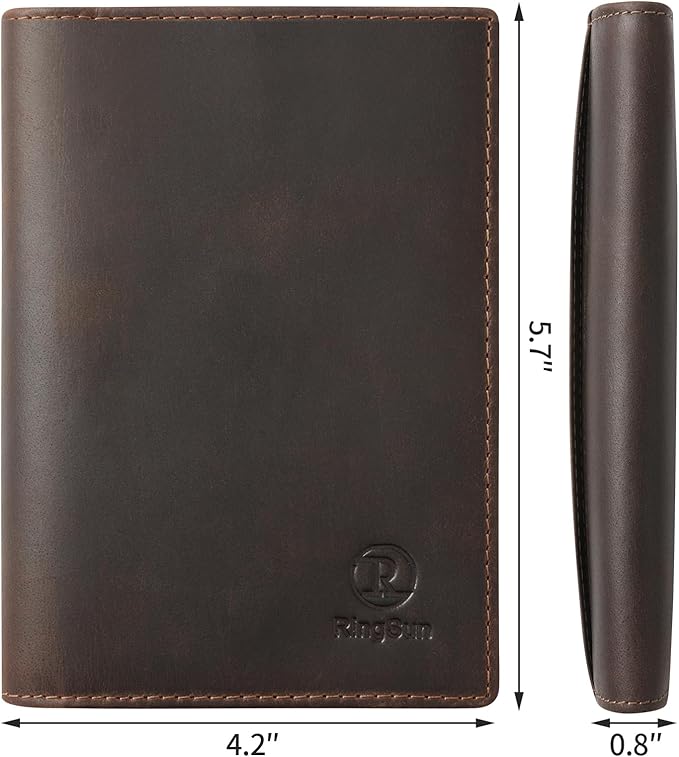 Ringsun Leather Passport Cover for Men Women, RFID Passport Wallet Case Travel - Image 3