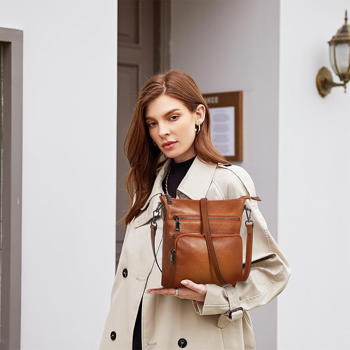 HESHE Crossbody Bags for Women Leather Handbags Designer Shoulder Purse - Image 3