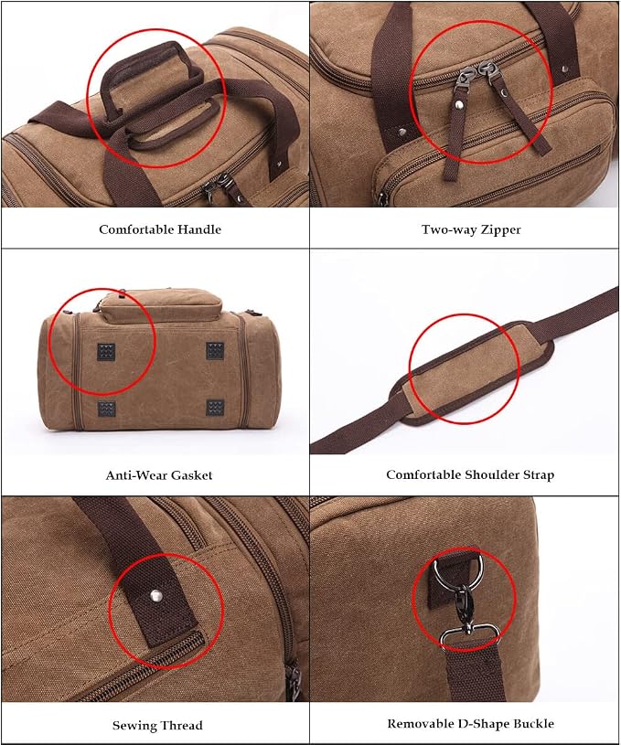 Duffle Bag for Travel, Large Canvas Duffel Bag for Travelling Overnight - Image 7