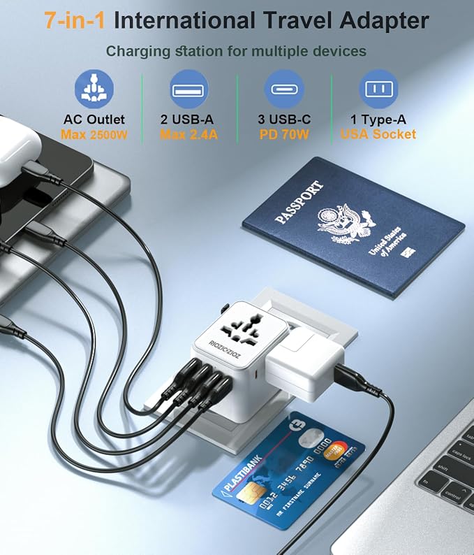 Universal Travel Adapter, RIOZIOZIOZ GaN III Worldwide Portable Adaptor - Image 2