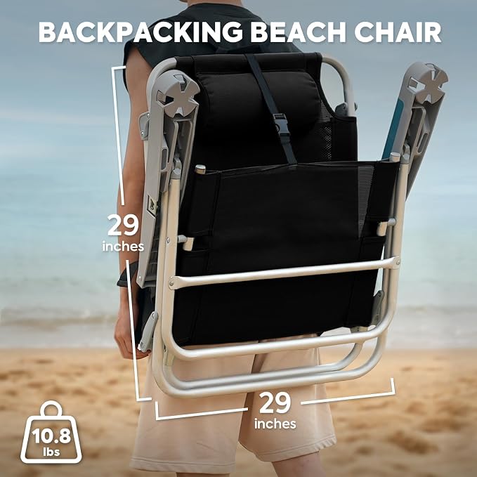 ICECO Backpacking Beach Chairs for Adults, 5 Positions Reclining, Heavy Duty - Image 2