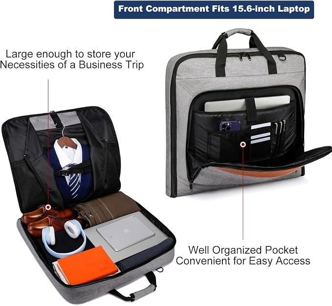 Garment Bag Travel Suit Bag for Men Large 40-Inch Carry on Garment Bag Up to 3 - Image 3