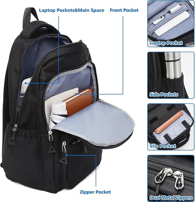 FOXLOVER Travel Laptop Backpack, Anti-Theft Slim Business Backpack, School - Image 2