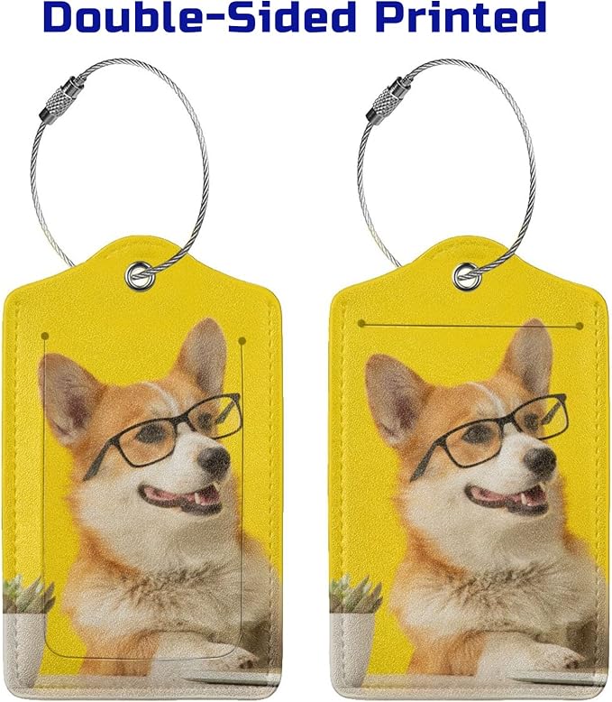 2 Pcs Yellow Luggage Tags for Suitcases Cute Dog - Image 5