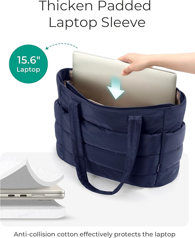 BAGSMART Tote Bag for Women, Lightweight Puffy Tote Bag - Image 3