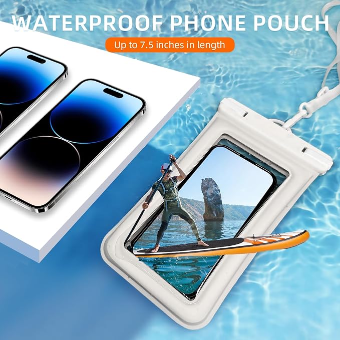 IPX8 Floating Waterproof Phone Pouch 2-Pack, 7.2 Inch Waterproof Pouch - Image 7