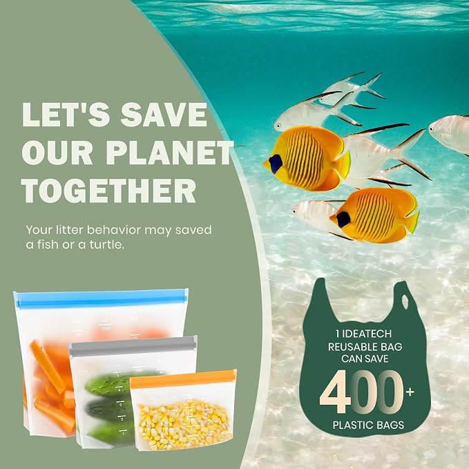 IDEATECH Reusable Bags Dishwasher Safe, BPA Free Reusable Freezer Bags Stand Up - Image 9