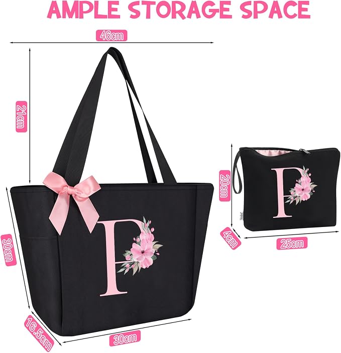 Vavabox Tote Bag, A-Z Initial Monogrammed Waterproof Tote Bag, Bridesmaid Gifts - Image 3