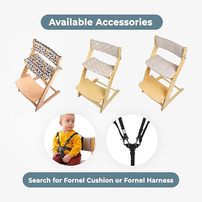 FORNEL Grey Wooden High Chair for Toddlers | The Grow-with-Me Adjustable Chair - Image 9