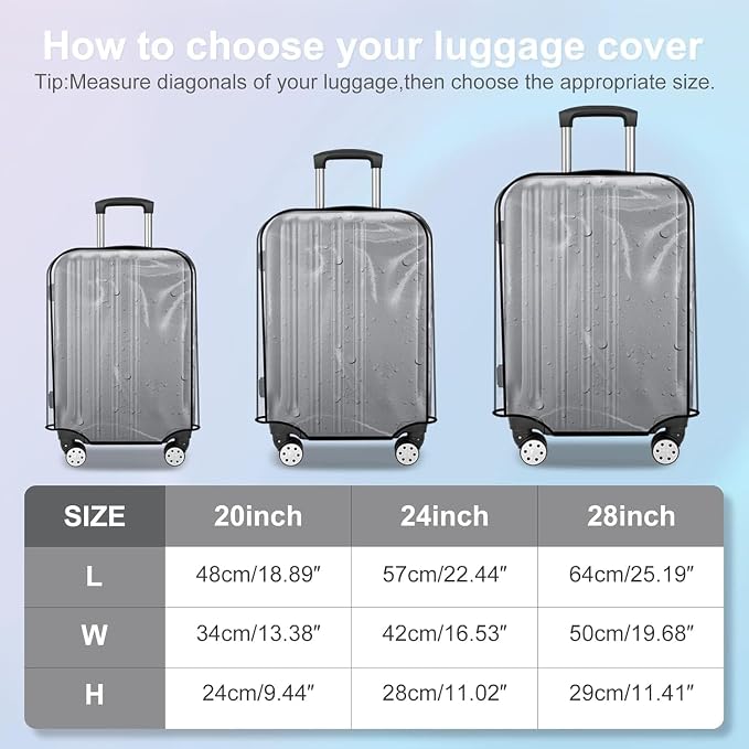 Luggage Cover Protector Fits 20 24 28 Inch Clear PVC Waterproof Suitcase Covers - Image 4