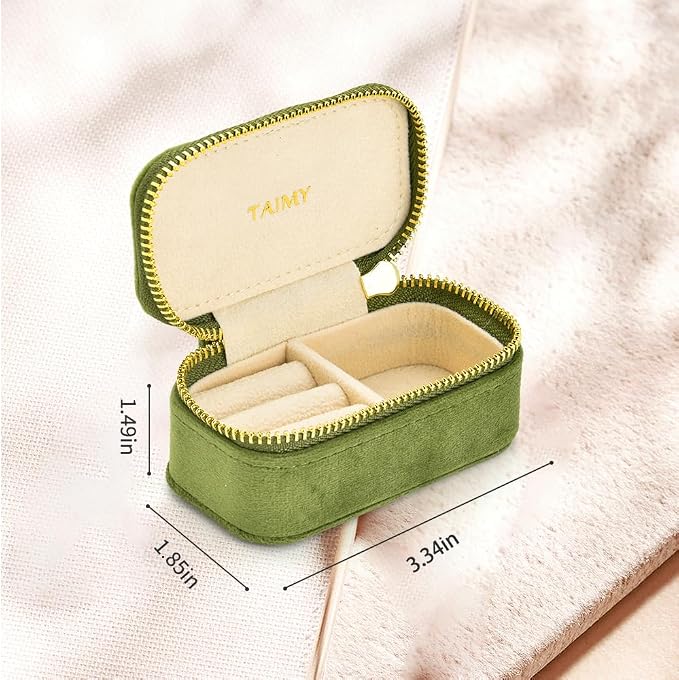 Small Travel Jewelry Case, Mini Tiny Plush Velvet Jewelry Box - Image 3