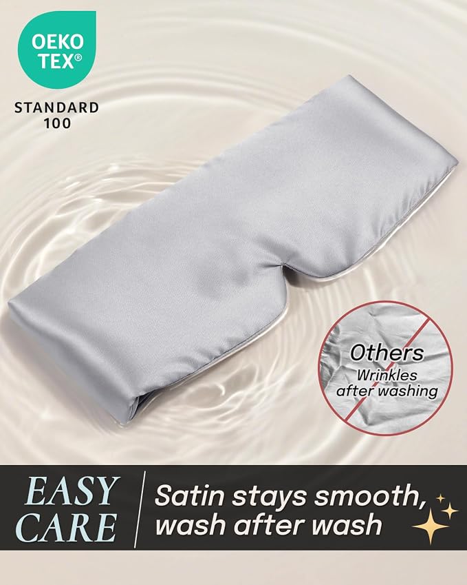 Zenssia Satin Sleep Mask for Women and Men, Lightweight Padded Eye Mask - Image 3