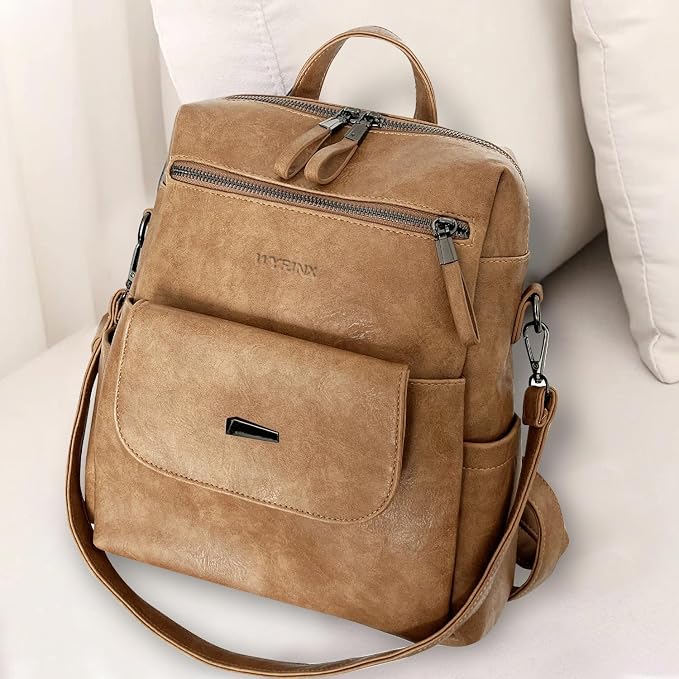 PU Leather Backpack Purse for Women Fashion Multipurpose Design Handbag Ladies - Image 4