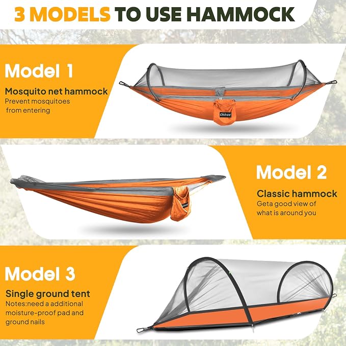 Chihee Ultra-Light Travel Camping Hammock Pop-up Net Hammock 660lbs Load - Image 4
