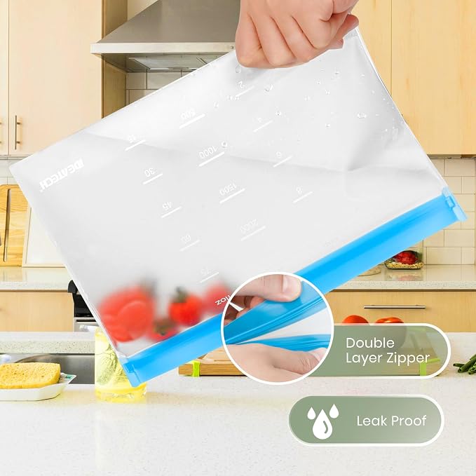 IDEATECH Reusable Sandwich Bags Gallon Freezer Bags Leakproof & Dishwasher Safe - Image 5