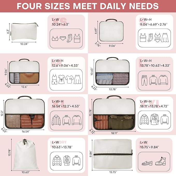 8 PCS Compression Packing Cubes - Image 2