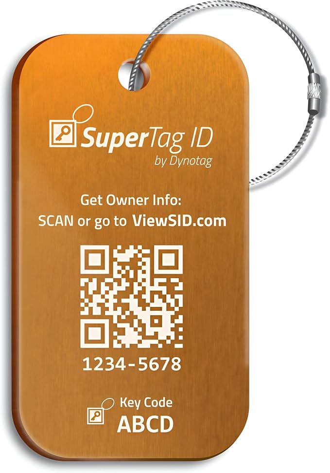 Dynotag® Sentry Series Solid Metal Web Enabled Smart Luggage Tag ID + Steel Loop by DynotagInc