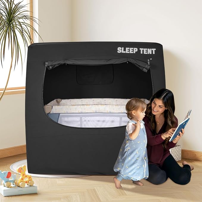 BORNA Crib Blackout Tent for Pack N Play, Brethable Baby Sleep Tent for Full by Borna