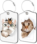 2 Pack Luggage Tag for Suitcase Cat and Butterfly in Hole Leather Travel Cruise by Unknown