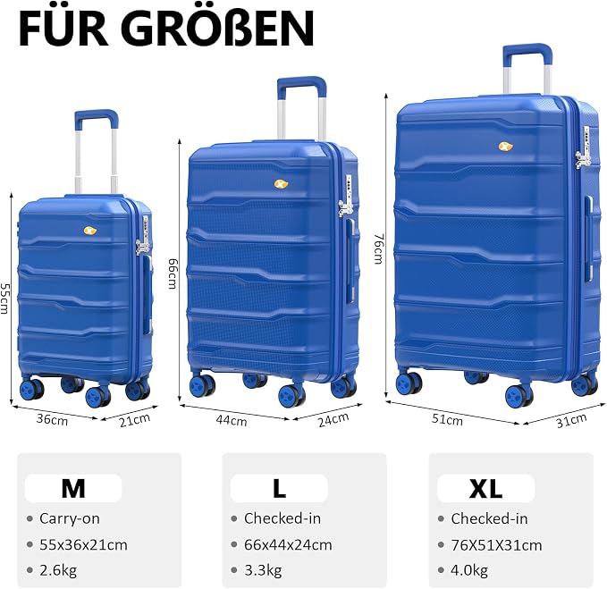 24 Inch Luggage with Spinner Wheels, Hard Shell Suitcase, Lightweight PP - Image 6