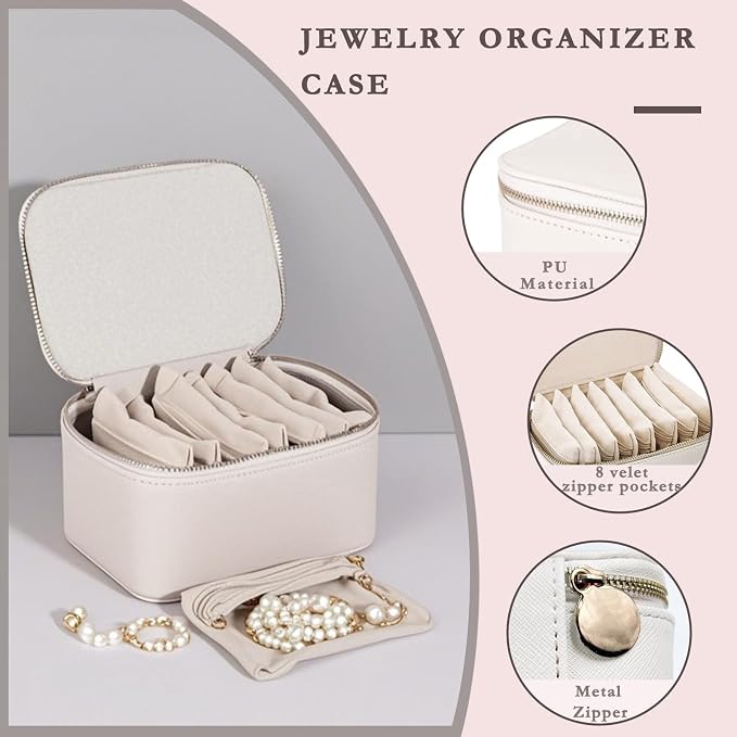 Jewelry Box Organizer for Women, Small Travel Jewelry Case, Mini Travel Jewelry - Image 4
