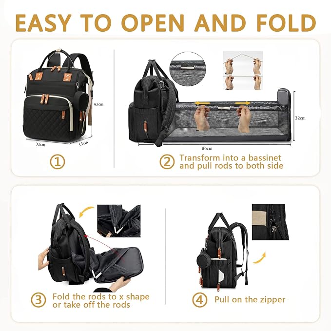 Diaper Bag Backpack with Changing Station Portable 3 in 1 Multifunction - Image 2