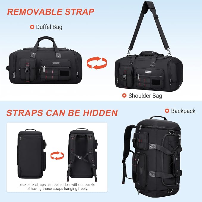 WITZMAN Travel Duffel Bags for Men Large Carry On Weekender Overnight Bag 3 in - Image 6