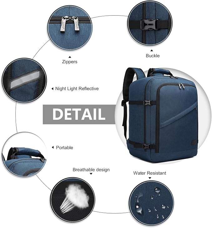 Kono Carry on Backpack, Waterproof Lightweight Daypack - Image 5