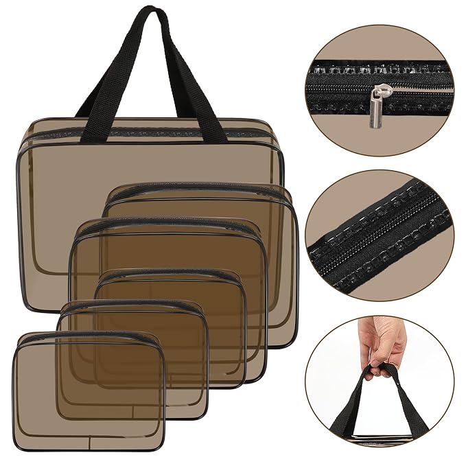 APREUTY Clear Makeup Bags, TSA Approved 6 Pcs Cosmetic Makeup Bags Set Clear PVC - Image 4