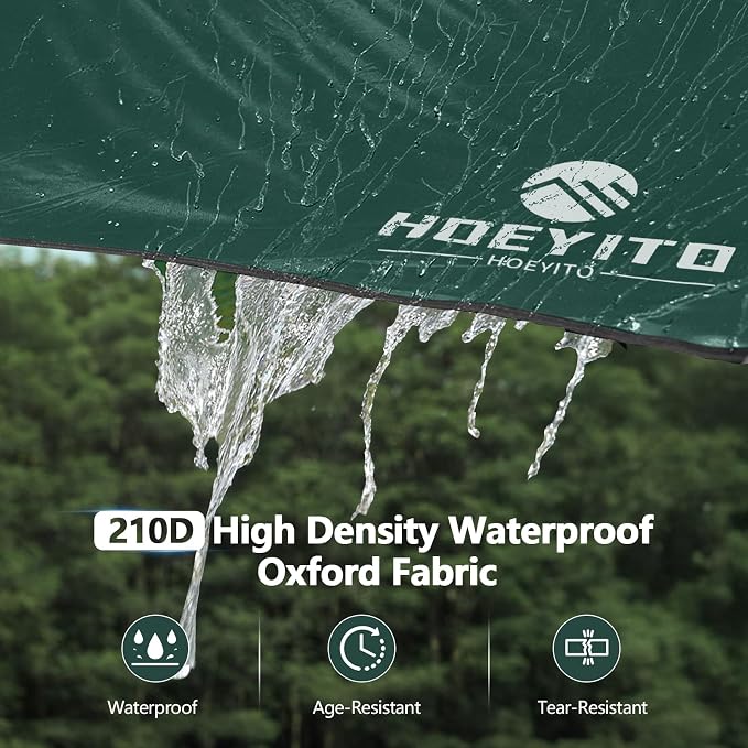 Camping Tarp with Poles & Retainer, 15x12.5FT Large Waterproof 210D Oxford - Image 5