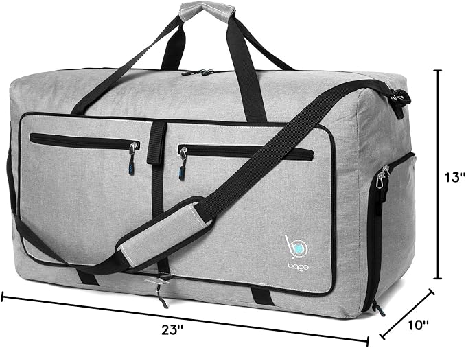 Bago Foldable Duffel Bags for Traveling Women & Men - 60L Medium Packable - Image 11