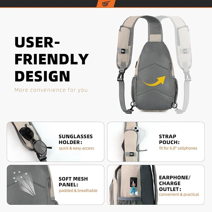 SKYSPER Sling Bag RFID Crossbody Sling Backpack Cross Body Shoulder Bag Travel - Image 4