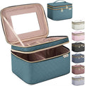 Large Makeup Bag with Mirror Double Layer Travel Make Up Organizer Case by HXLGMD