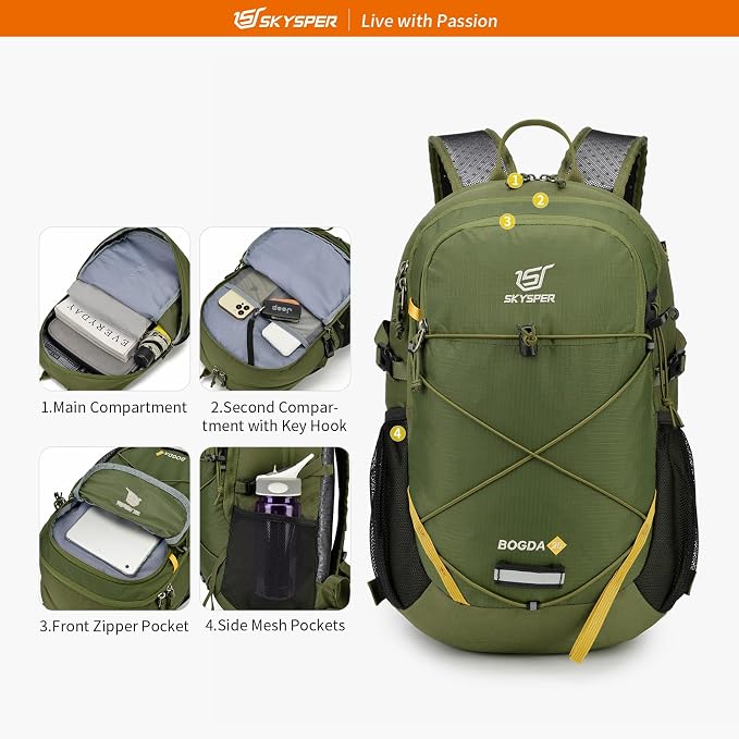 SKYSPER Small Hiking Daypack, 20L Lightweight Travel Backpacks Day Hike Pack - Image 3