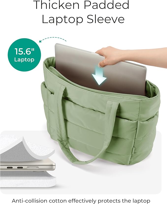 BAGSMART Tote Bag for Women, Lightweight Puffy Tote Bag - Image 4