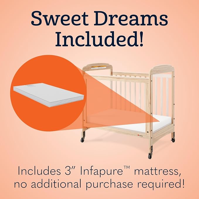 Foundations Serenity 3-Panel Clearview Compact Crib, Fixed-Side, Natural Wood - Image 6