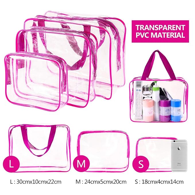 5Pcs Crystal Clear PVC Travel Toiletry Bag Kit - Image 5